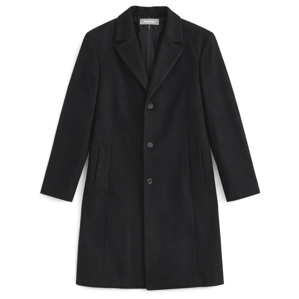 Lauren Ralph Lauren Broadway Black Wool Blend Overcoat 42R Single Breasted Coat